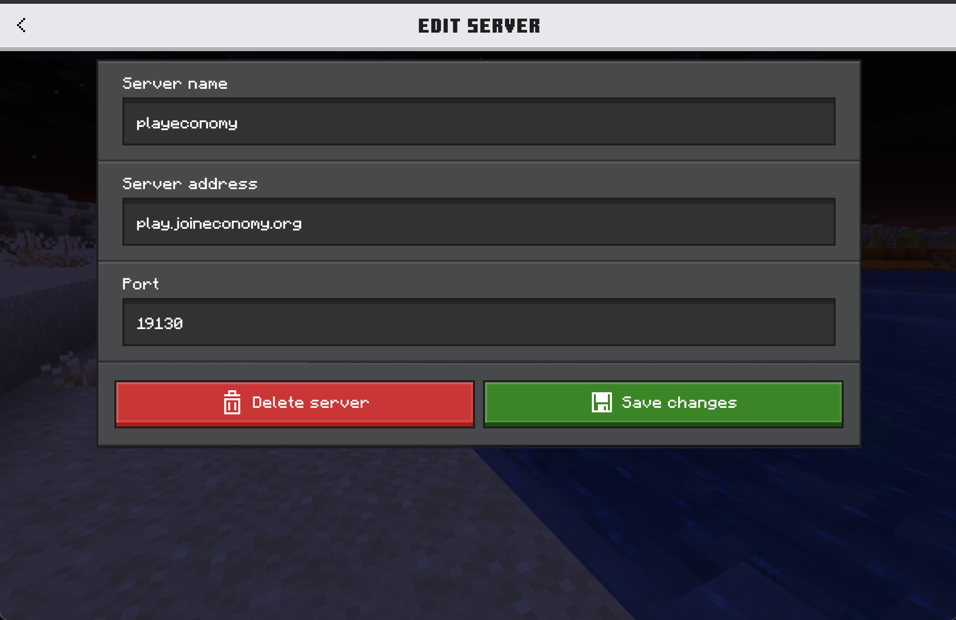 IP and port join menu